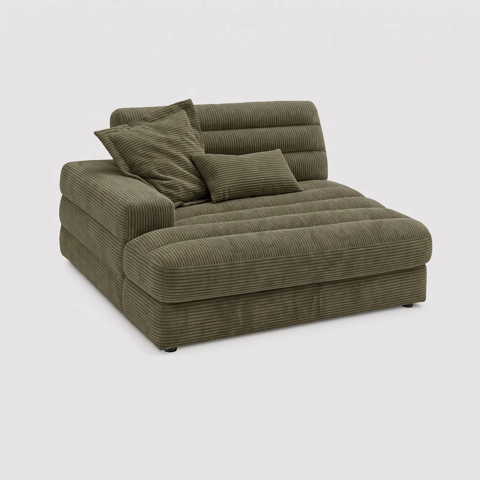 Twain Longchair Armrest Left Modular Sofa, Green Fabric | Barker & Stonehouse 1