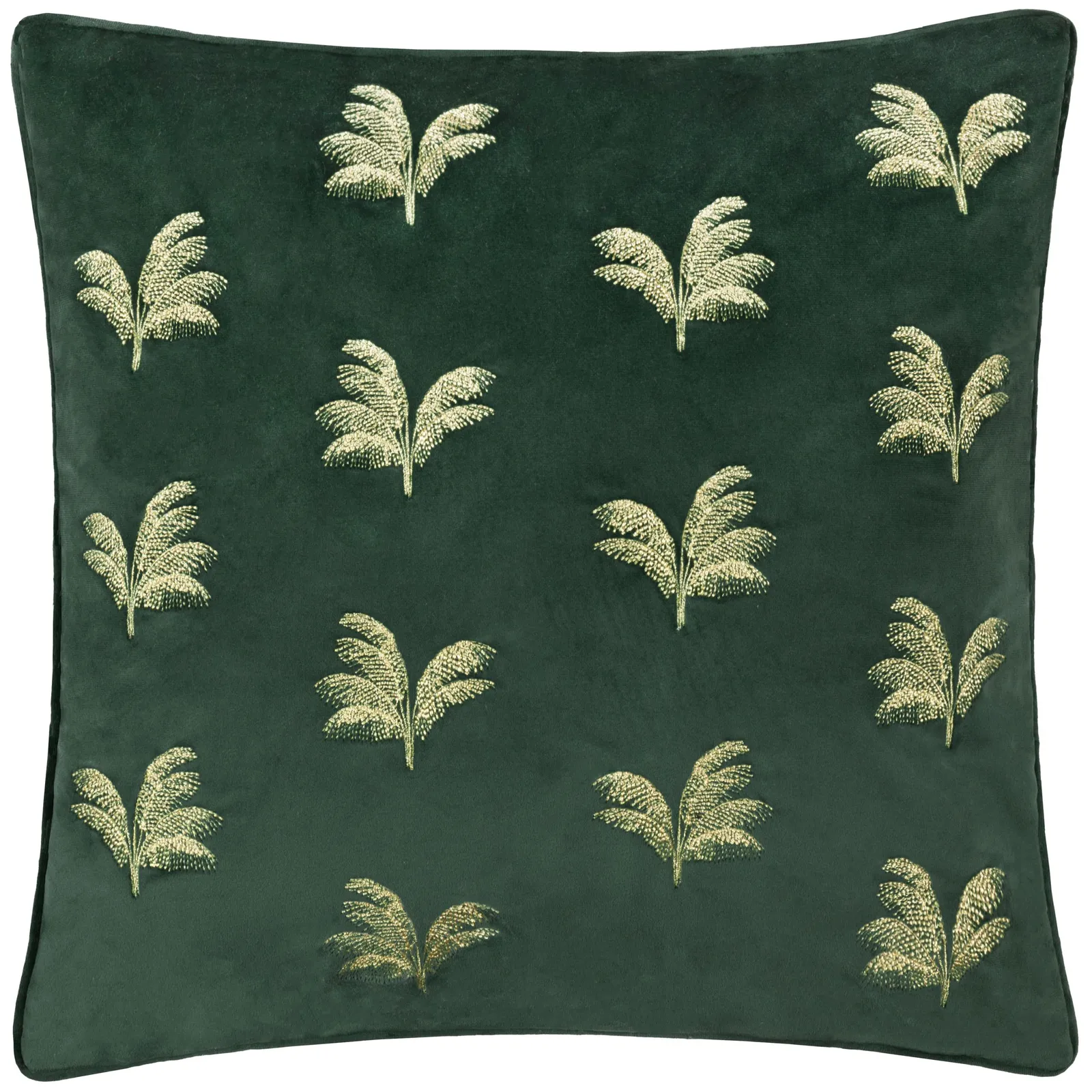 Paoletti Guilded Palms Embroidered Cushion in Emerald 2