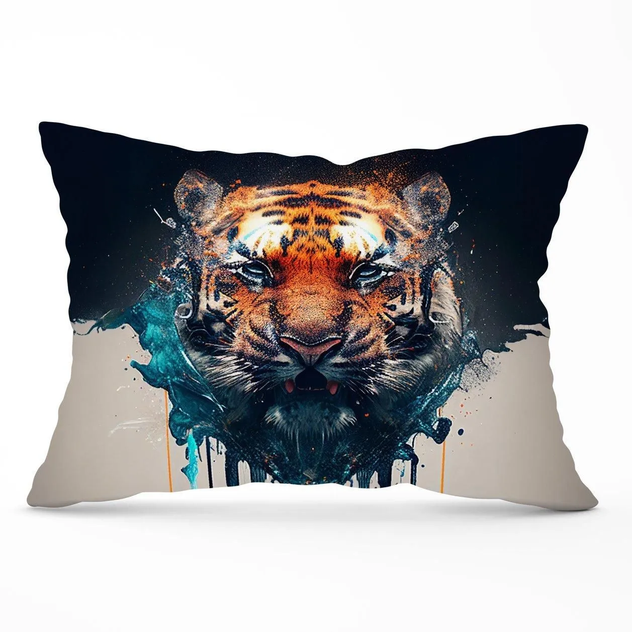 Warren Reed - Designer Tiger Face Splashart Cushions in Brown