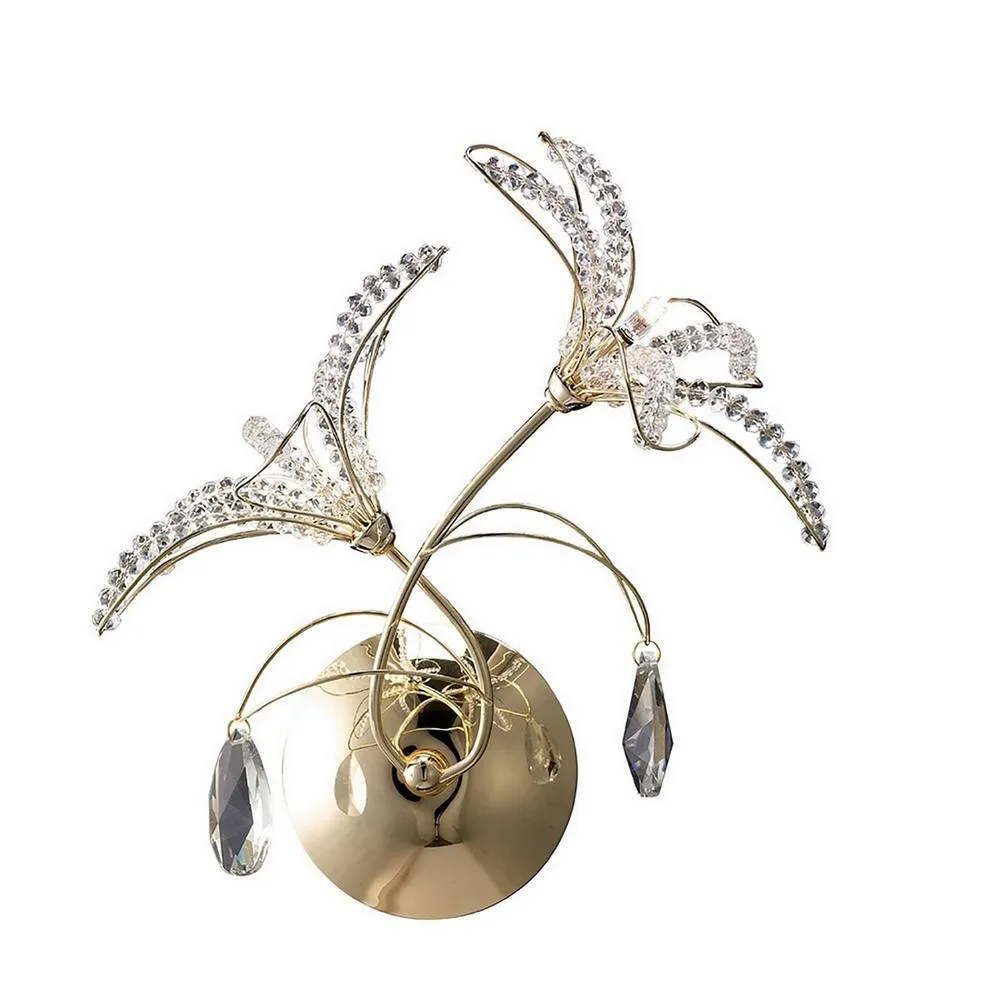 Netlighting Kenzo Wall Lamp French Gold 2 Light G4 Switched Crystal