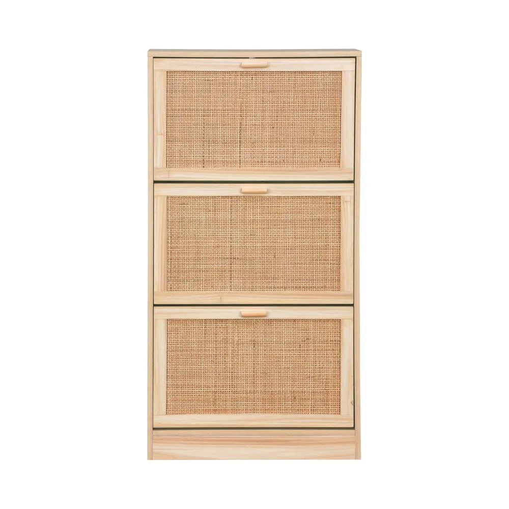 sweeek 3-door shoe cabinet with cane & wood effect in Beige 6