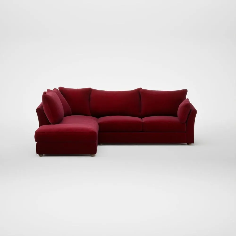 Heal's Tailor Left Hand Facing Corner Sofa Smart Luxe Velvet Mulberry Natural Feet 2