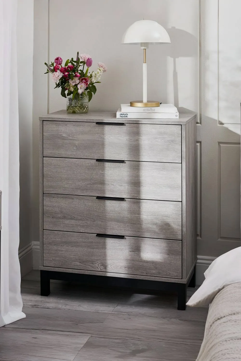 Julian Bowen Bali 4 Drawer Chest in Light Grey