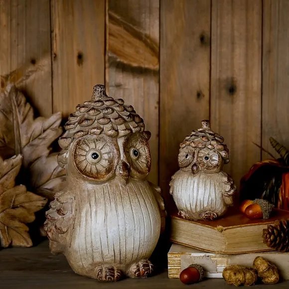 Country Living Wood Effect Owl with a Pinecone Hat Ornament 5