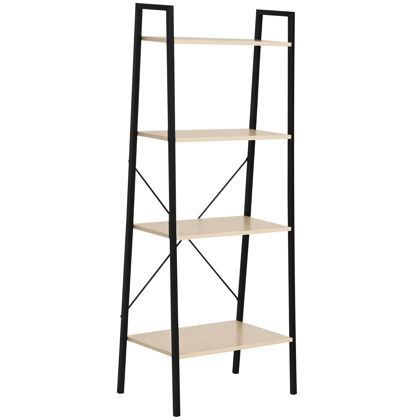HOMCOM 4-Tier Minimalistic Ladder Shelf Unit Steel Frame Home Display Storage in Beige 2