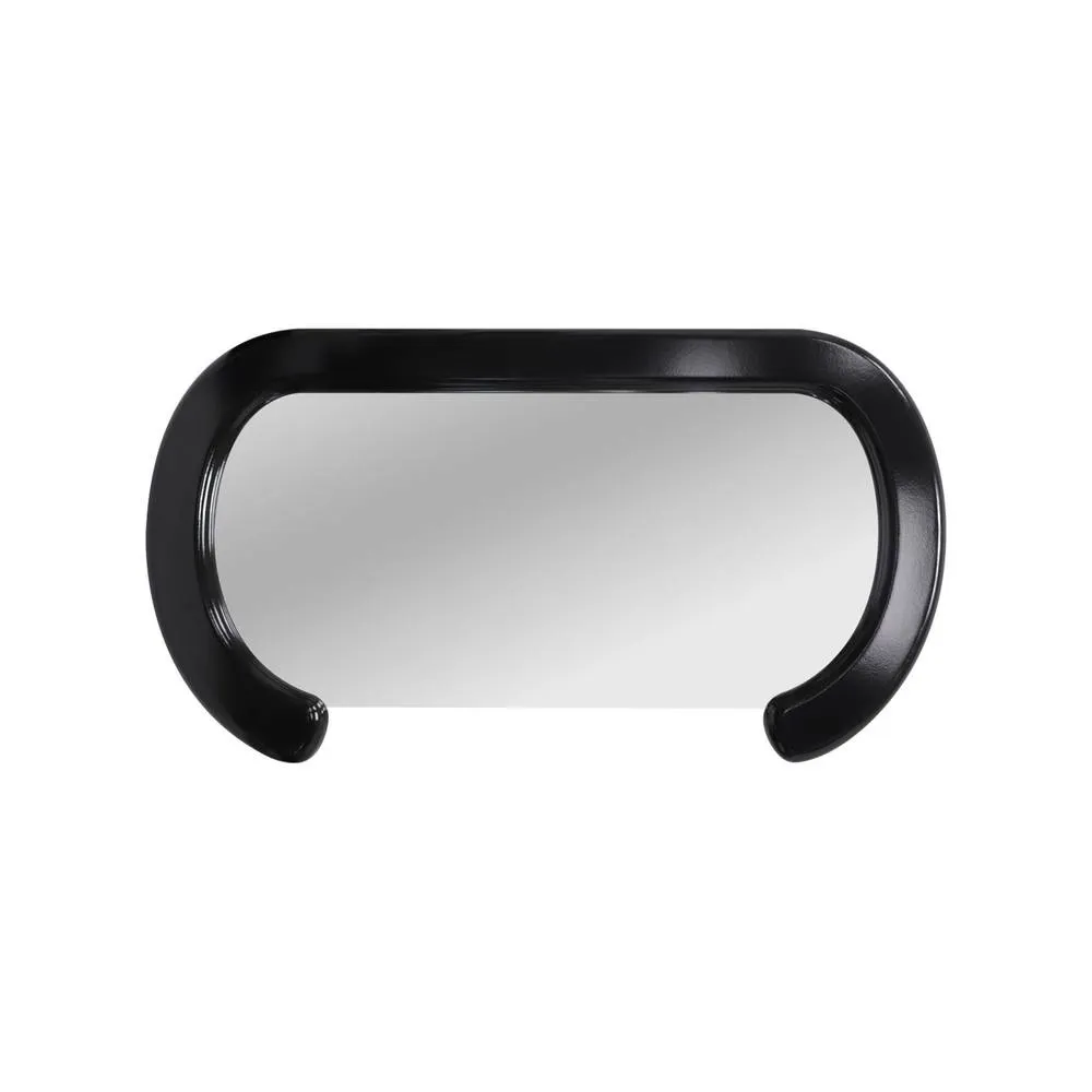 sweeek Oval mirror with wood decor 91cm in Black 3
