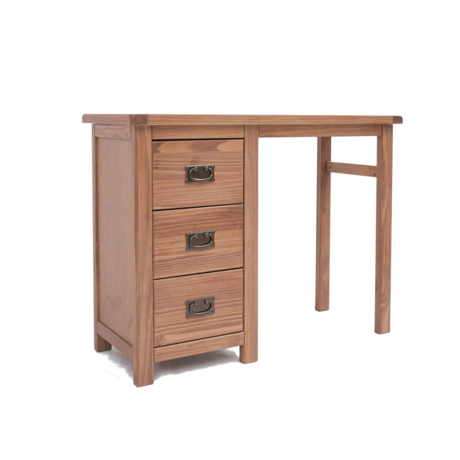 Cabinet Bits Padua 3 Drawer Desk - Dressing Table Brass Drop Handle in Brown 2