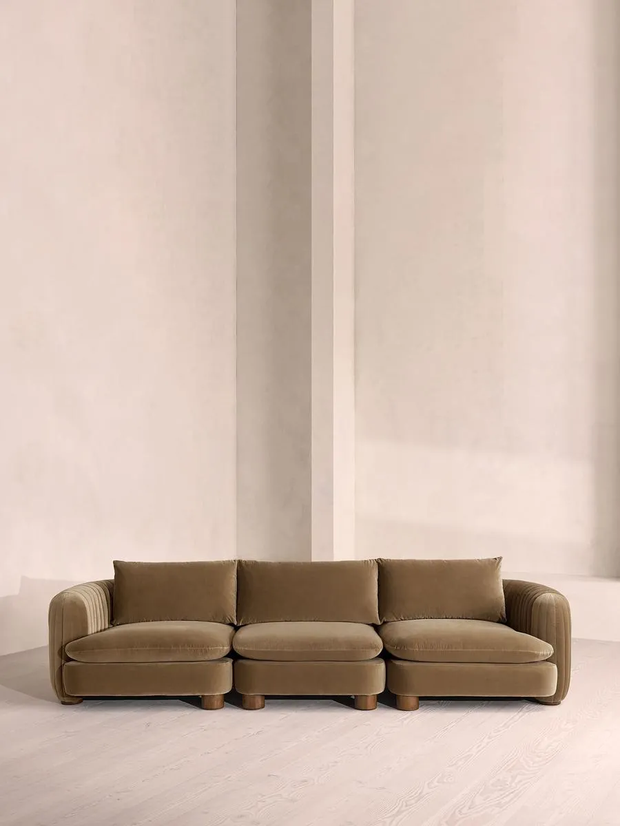Vivienne Modular Sofa, Four Seater, Velvet, Truffle