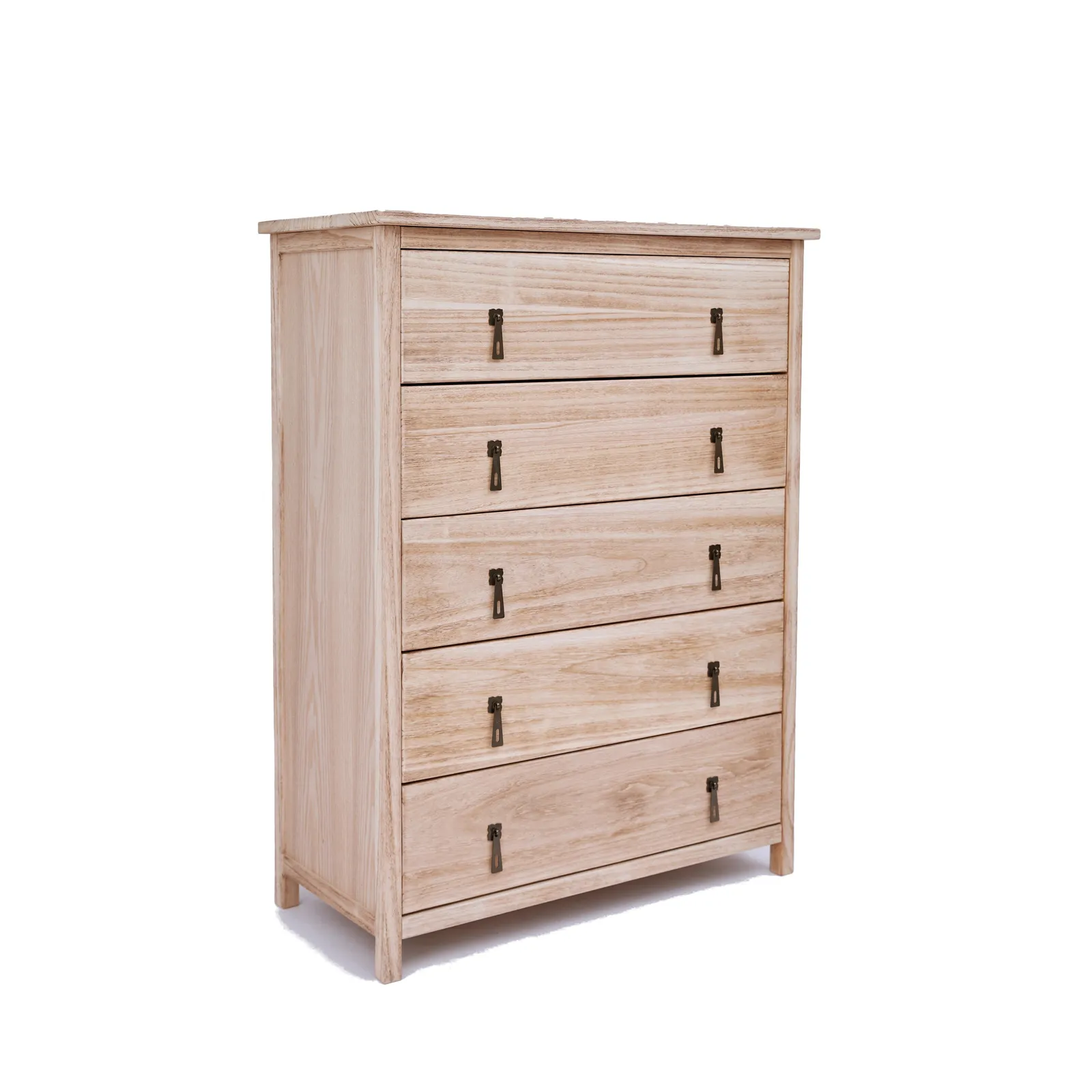 Cabinet Bits Portofino 5 Drawer Chest of Drawers Drop Brass Handle in Natural 2