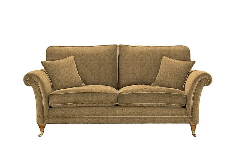 Burghley Large 2 Seater Fabric Sofa - Baslow Plain Gold