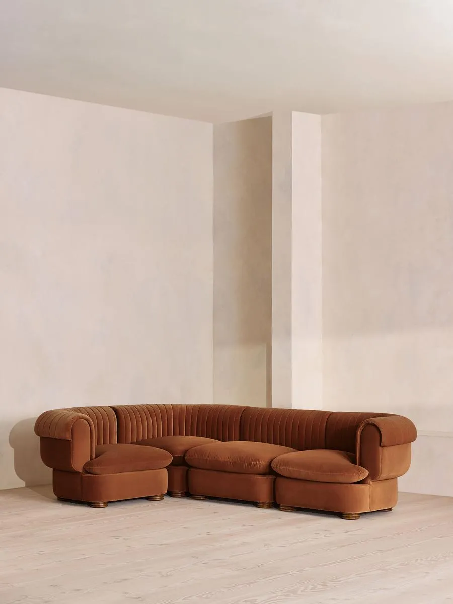 Rava Modular Sofa, L-Shape Sofa, Velvet, Cinnamon