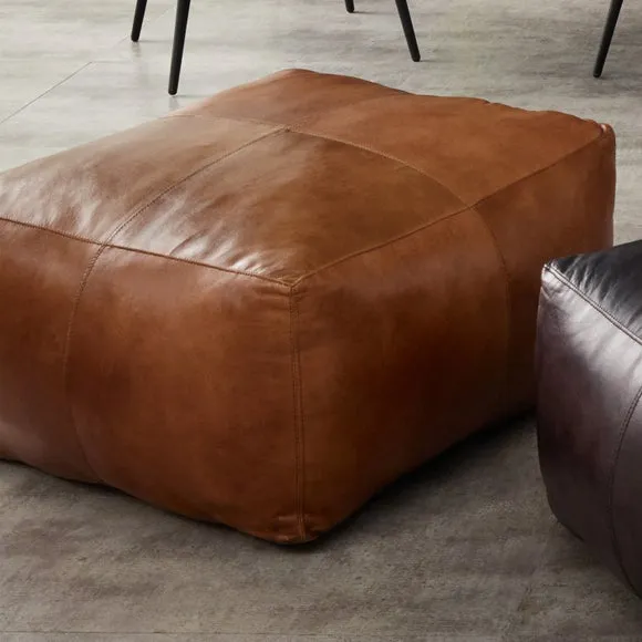 Matteo Leather Pouffe