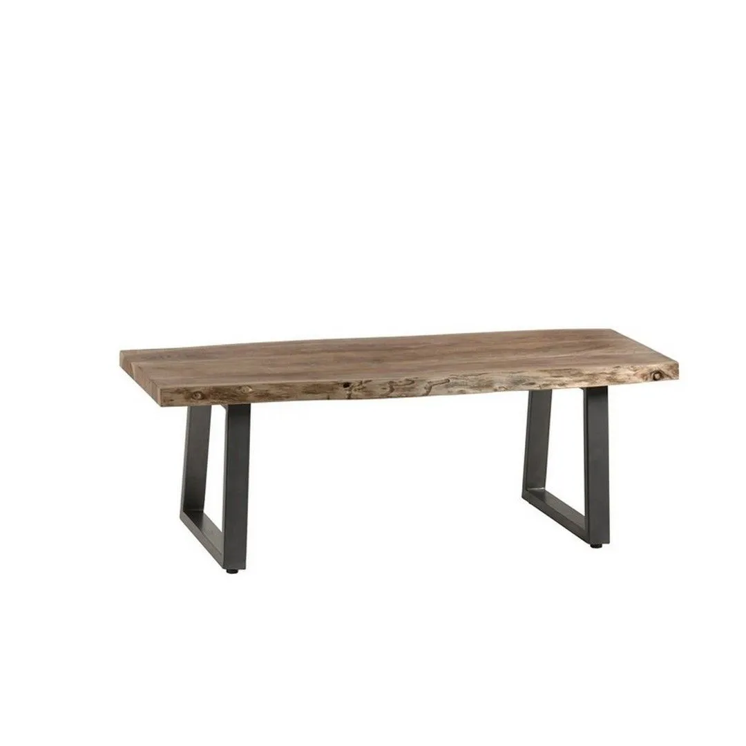 Indian Hub Baltic Live Edge Coffee Table - Metal/Acacia Solid Wood - L50 x W115 x H40 cm in Brown