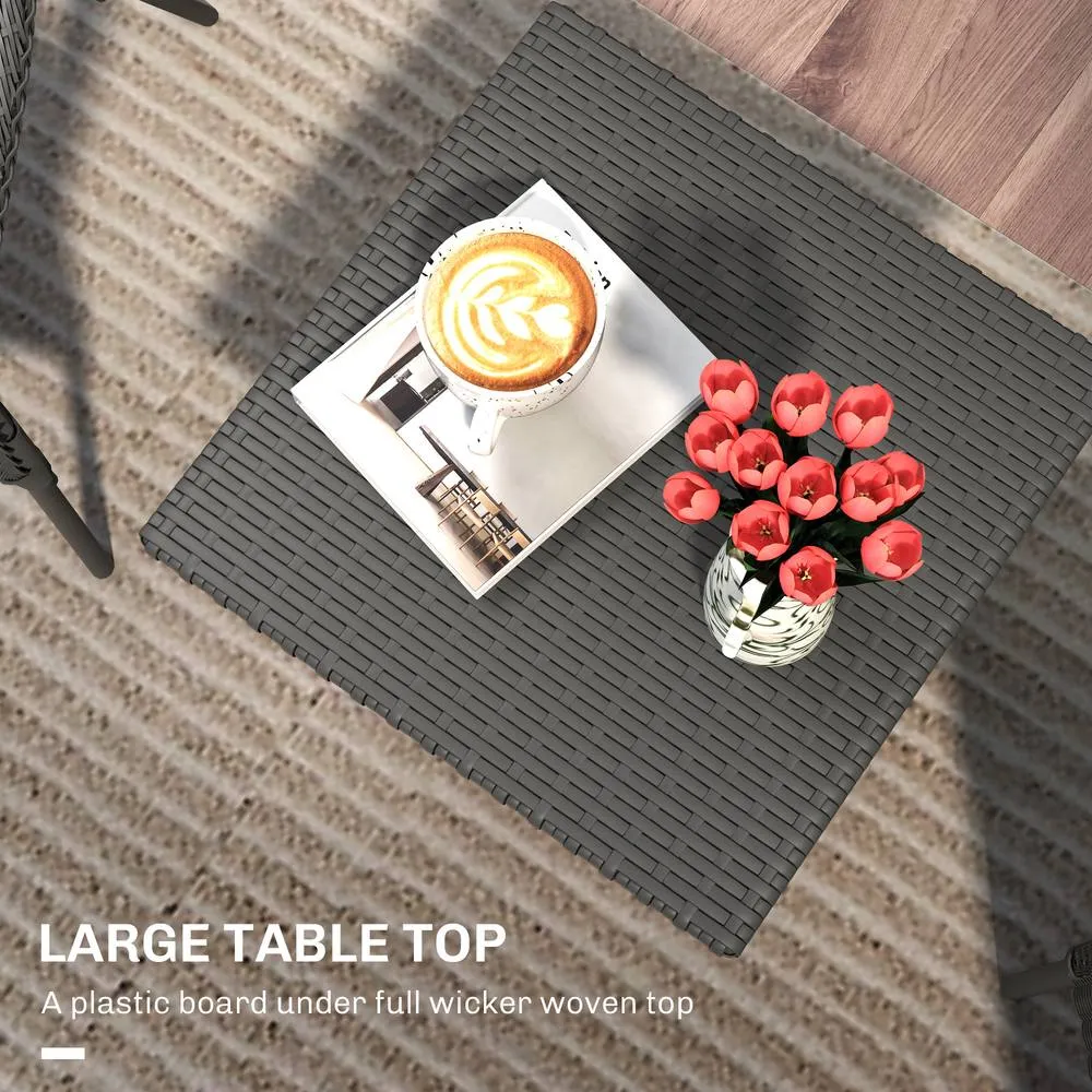 OUTSUNNY PE Rattan Outdoor Coffee Table, Easy Match Rattan Side Table, Grey 5