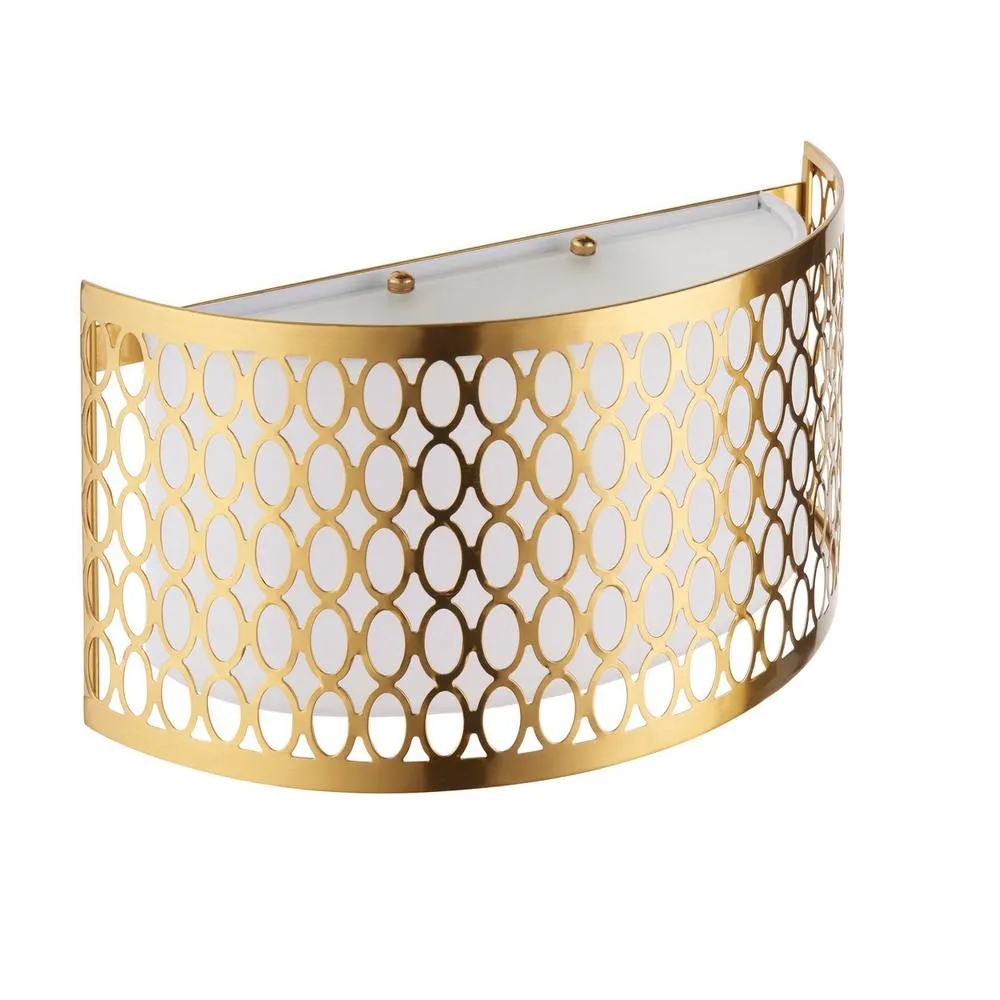 Netlighting Cordero Flush Wall Lamp Gold Plate White Fabric Frosted Glass 2xE14 6