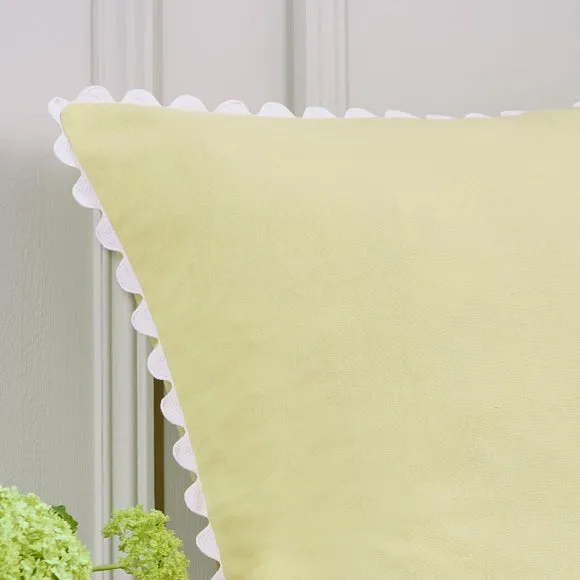 Ric Rac Trim Cotton Square Cushion Cover 2