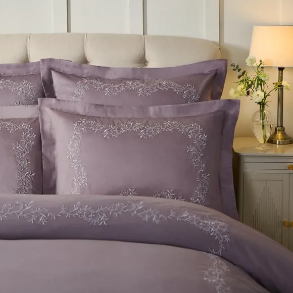 Dorma Camerelle Embroidery 100% Cotton Sateen Oxford Pillowcase Pair 1