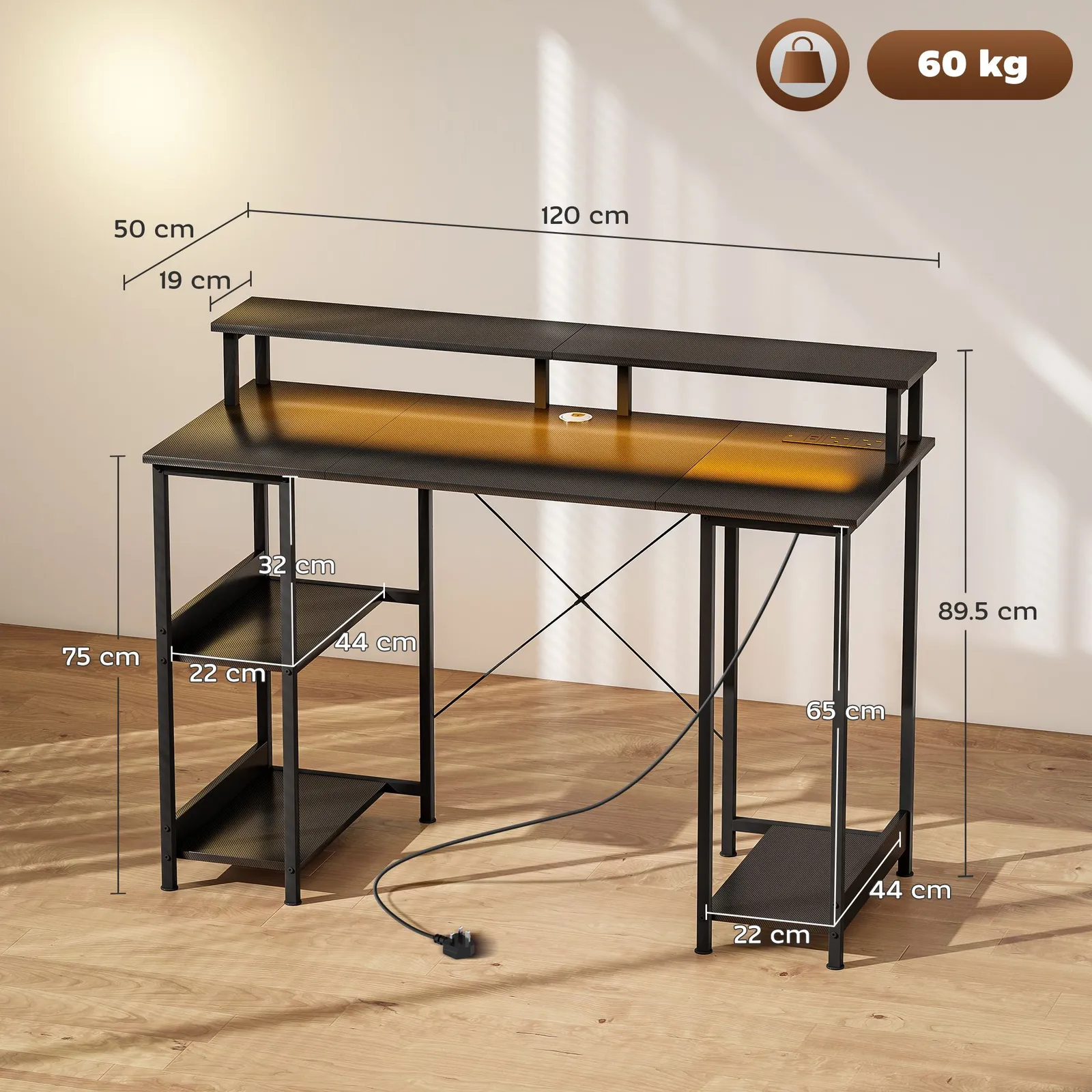 HOMCOM Computer Desk Reversible Home Office Desk with Storage Grey 3
