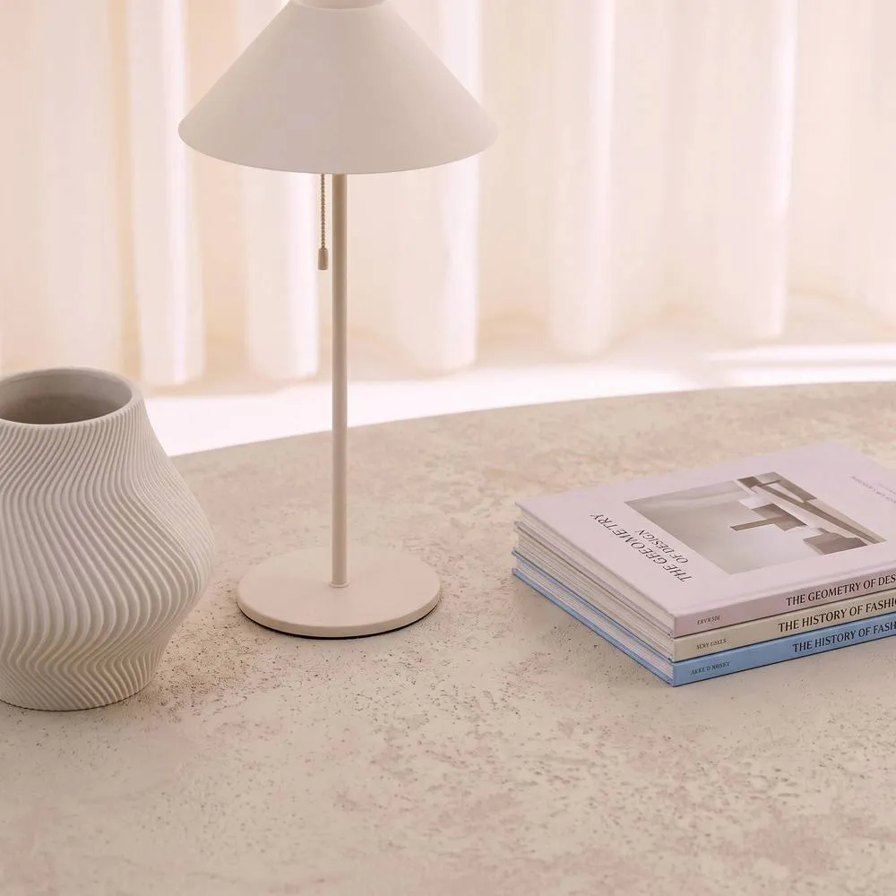 sweeek Oval coffee table with concrete effect finish in White 5