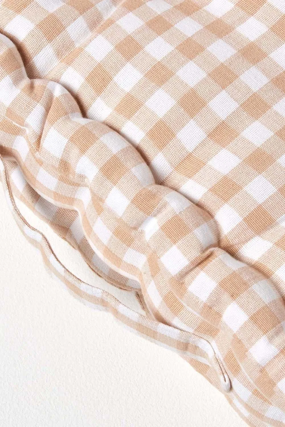 Homescapes Cotton Gingham Check Floor Cushion in Beige 4
