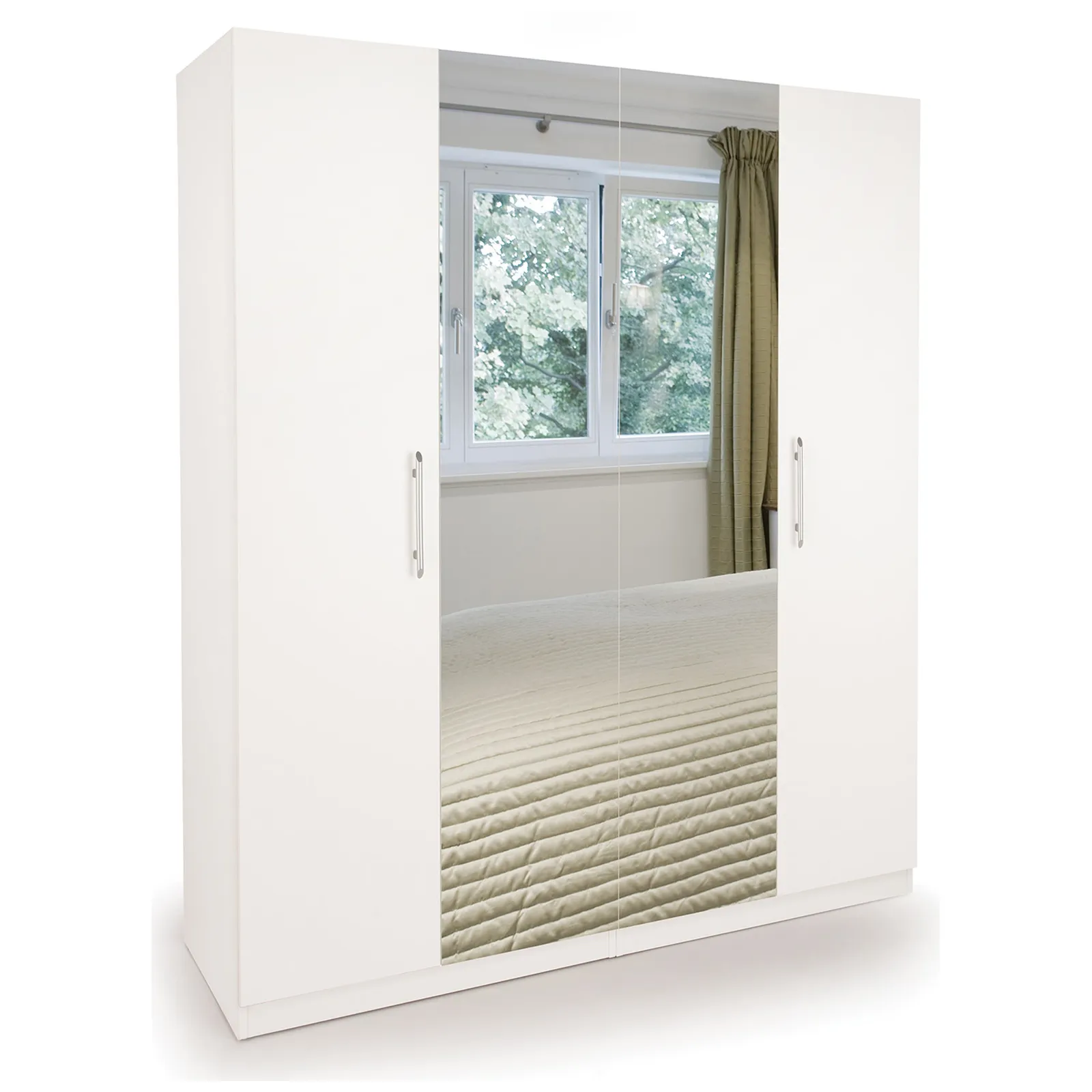 Acton 4 Door Mirror Wardrobe White