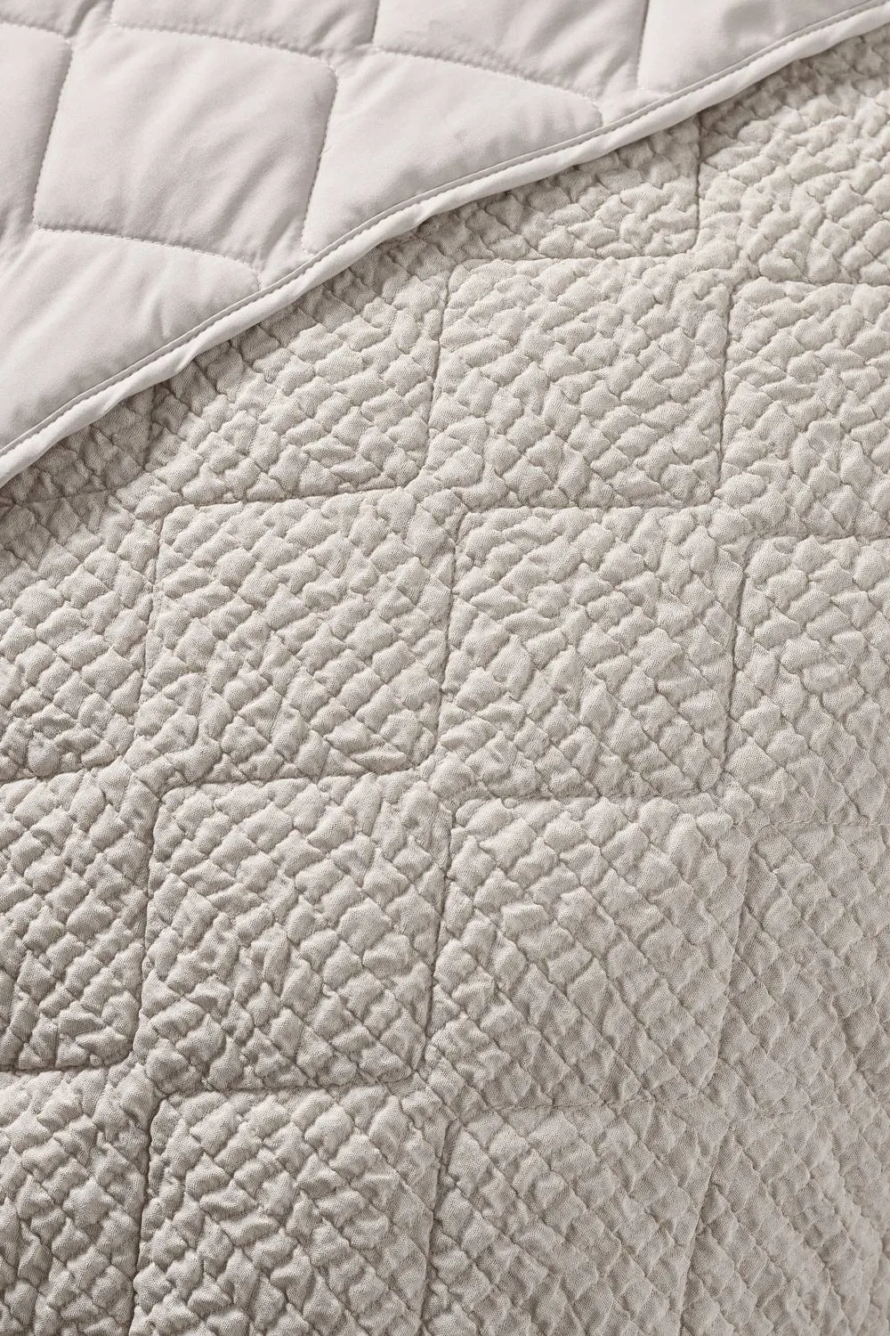 Catherine Lansfield 'Crinkle Seersucker Texture' Bedspread in Natural 2
