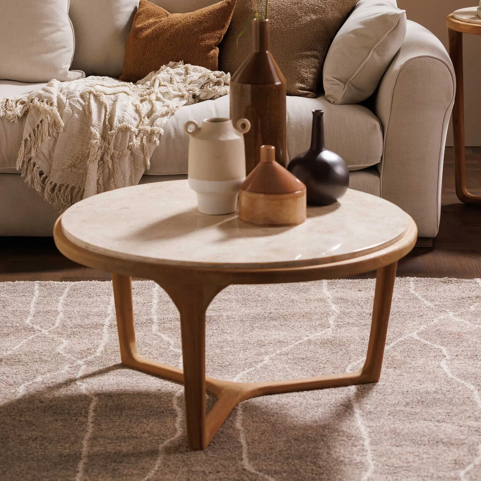 Terza Coffee Table, Round, Teak Wood | Barker & Stonehouse 3