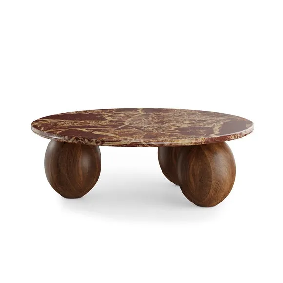 Buffie Coffee Table, Marble and Mango Wood 4