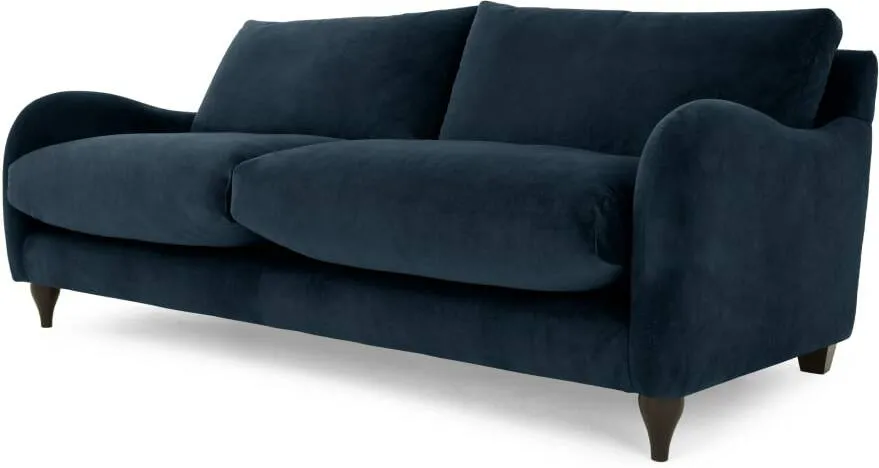 Sofia 3 Seater Sofa, Plush Indigo Velvet