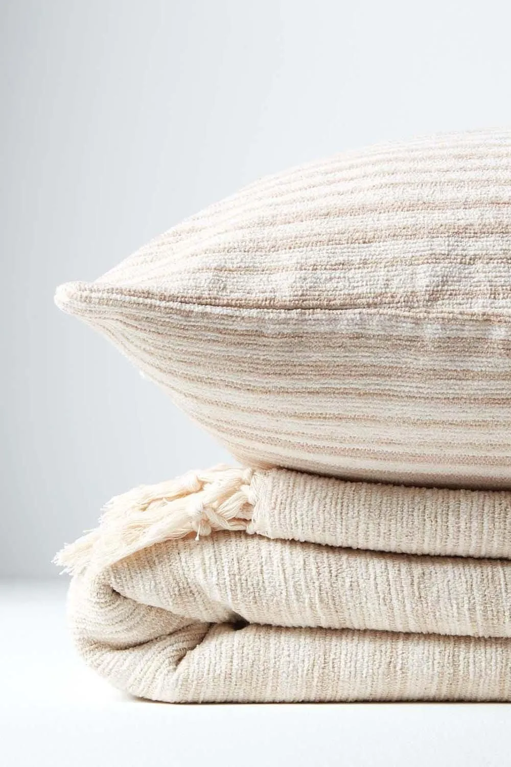 Homescapes Cotton Chenille Tie Dye Cushion Cover in Beige 5