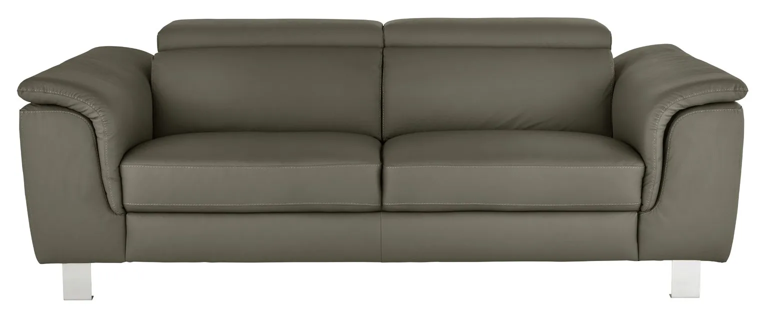 Argos Home Boutique 3 Seater Faux Leather Sofa - Grey