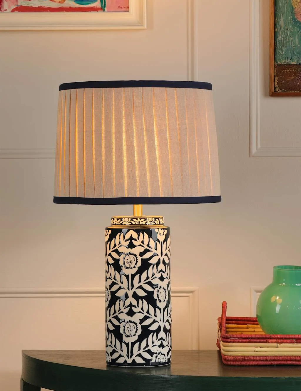 Joules Home Lighting Highclere Table Lamp Dark Navy Mix