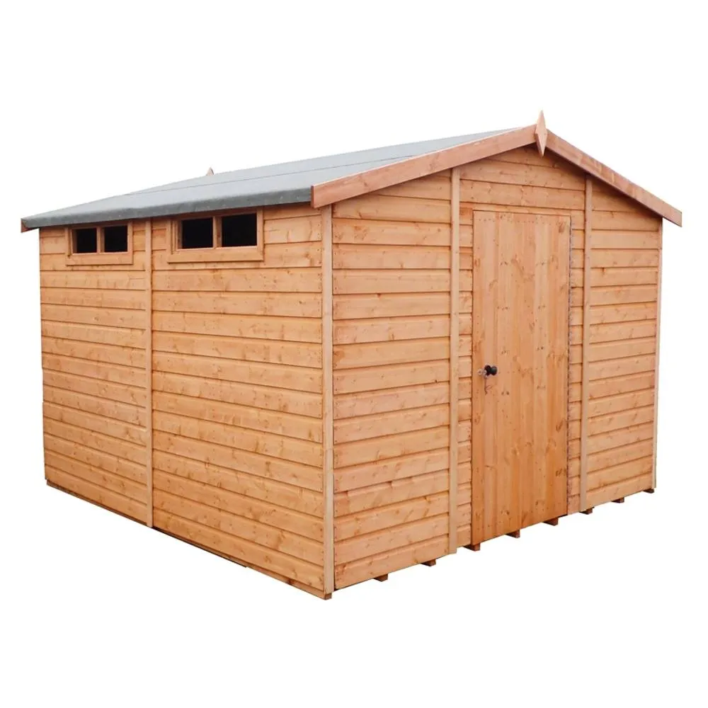 Shires Security Apex Handmade Garden Shed Approx 10 x 10 Feet in Brown 3