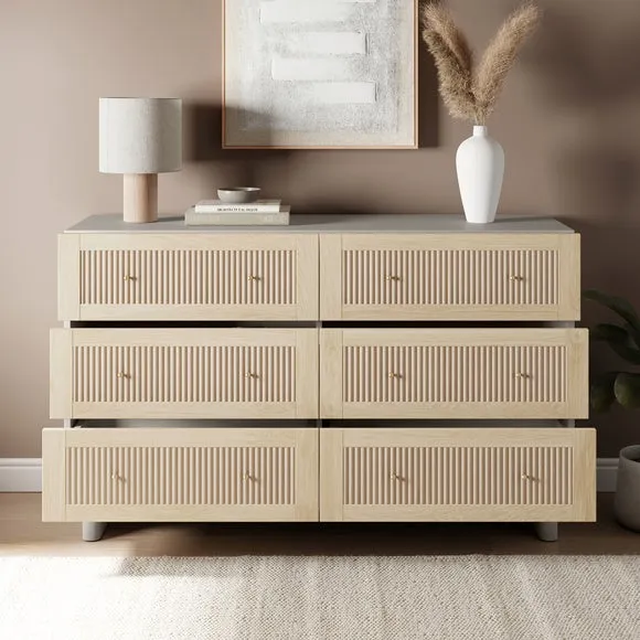 Maeva 6 Drawer Chest, Light Oak Effect 2