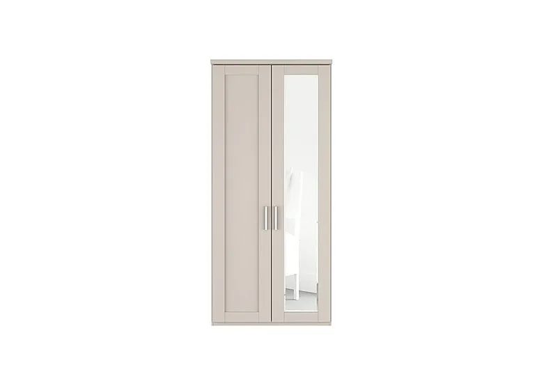 Kempton 2 Door Hinged Wardrobe with Right Door Mirror - Champagne