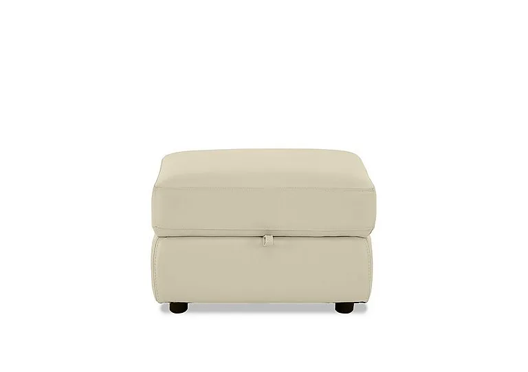 Touch Leather Storage Footstool - BV Bisque
