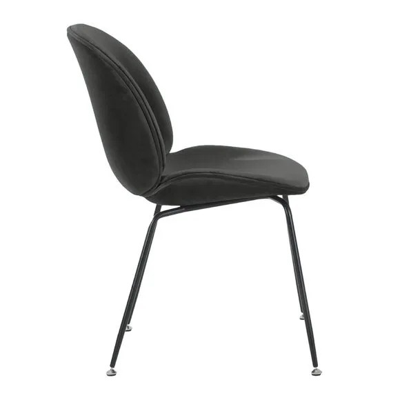 Fusion Living Luxurious Velvet Dining Chair with Black Metal Legs 4