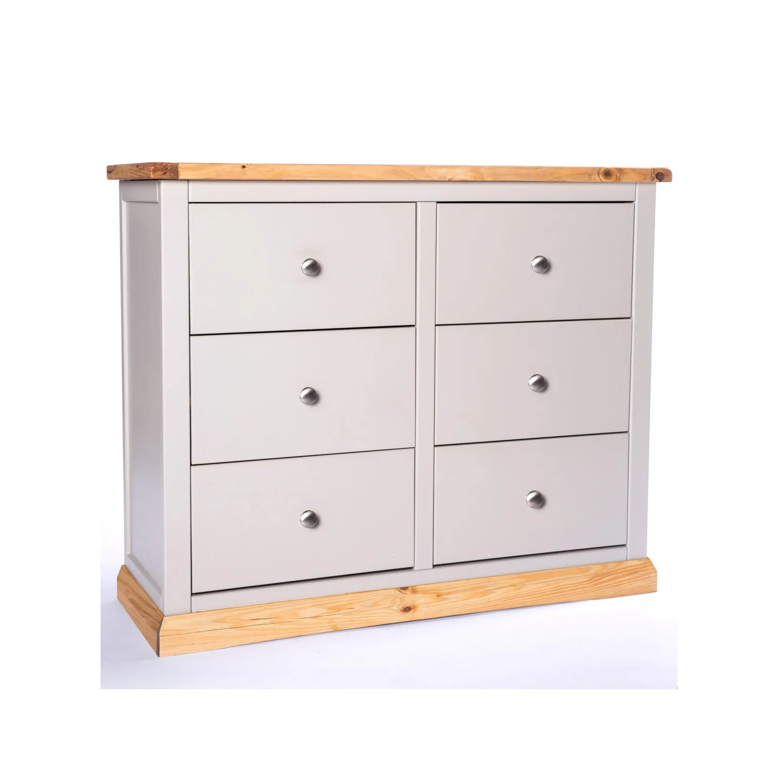 Cabinet Bits Bomporto 6 Drawer Chest of Drawers Chrome Knob in Light Grey 2