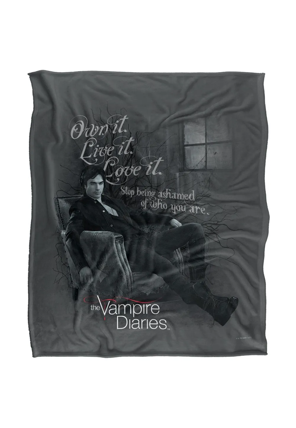 Warner Brothers Vampire Diaries Be Yourself Silky Touch Super Soft Throw Blanket in White