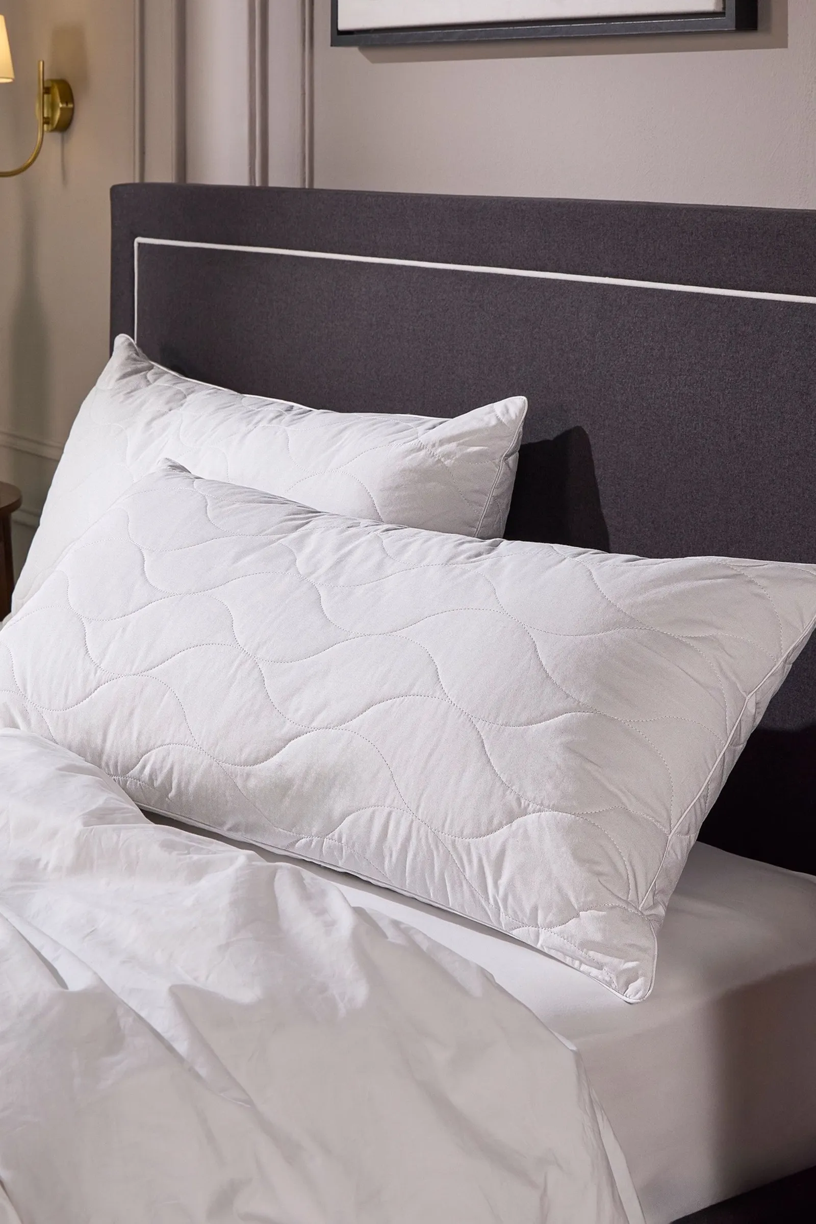 Snuggledown Hotel Luxury Cotton Quilted Kingsize Firm Pillow in White 2