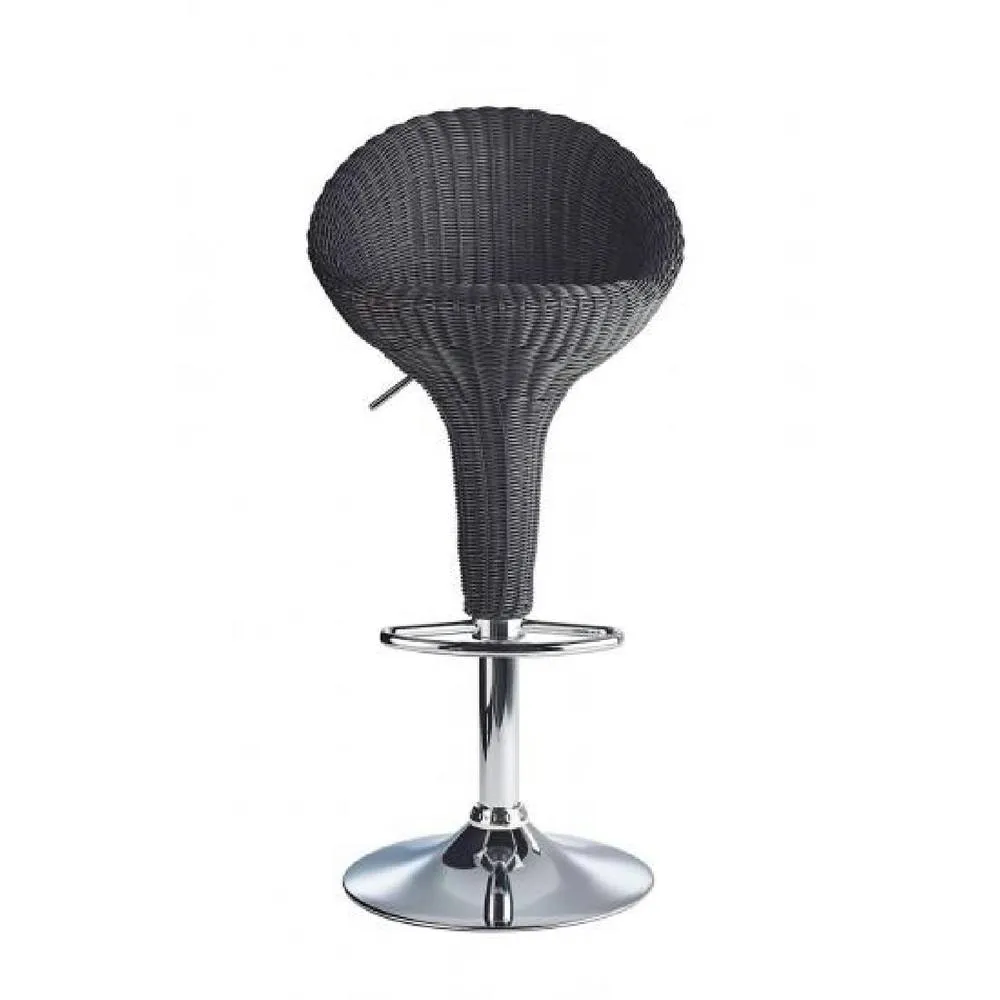 netfurniture Blazone Black Rattan Style Modern Kitchen Bar Stool Height Adjustable 4