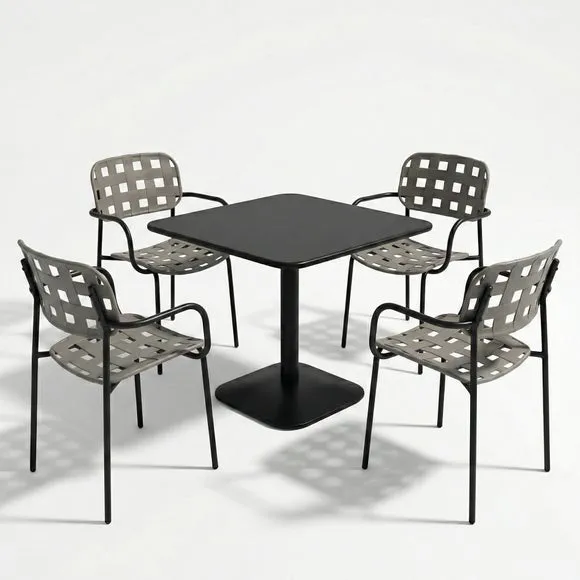 Modura Albin Square Table with 4 Karin Armchairs 2