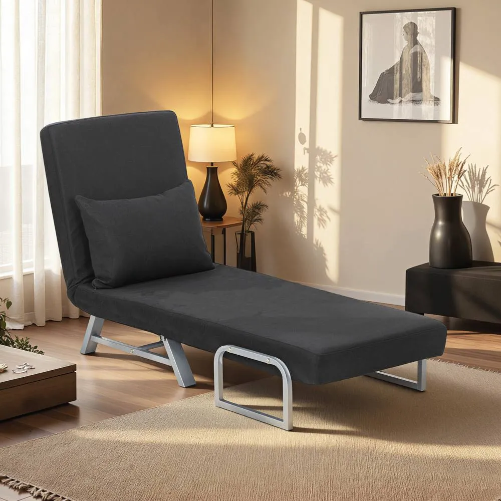 HOMCOM Single Sofa Bed, 3-in-1 Convertible Folding Chair Bed in Black 2
