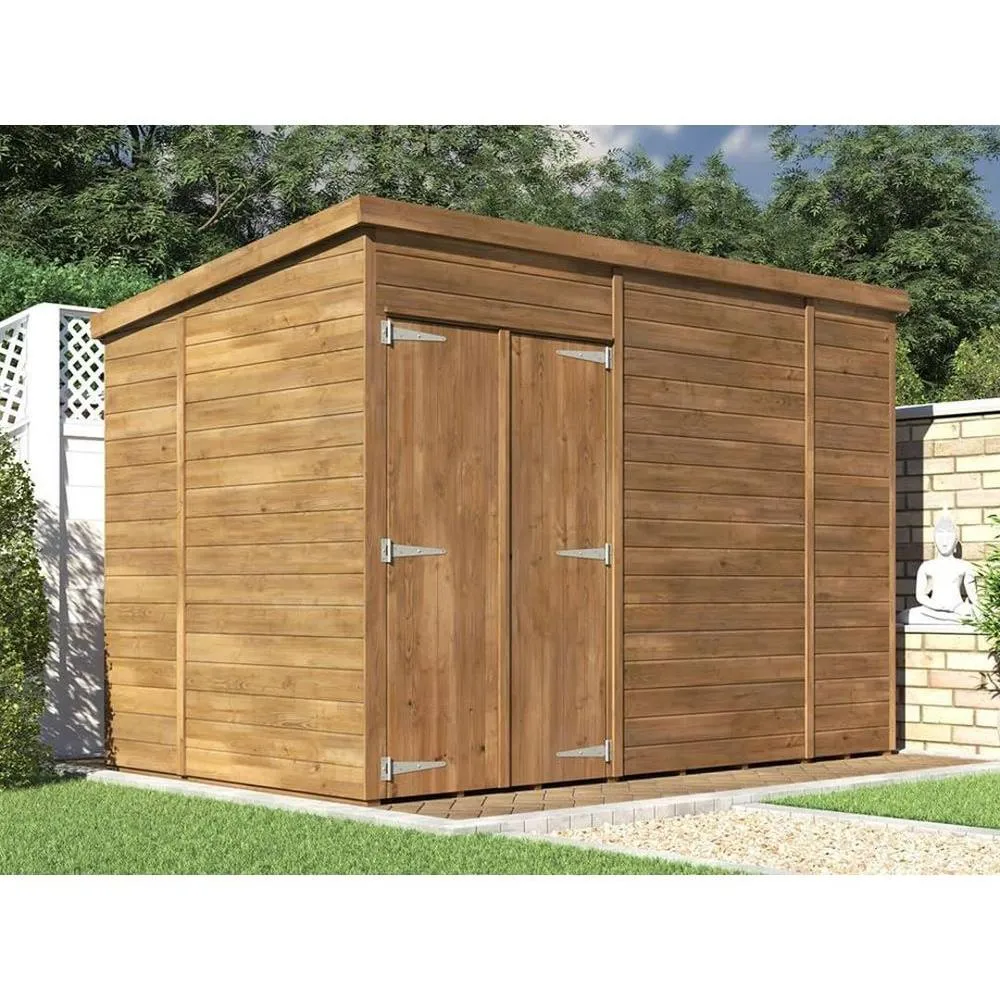 Dunster House Garden Shed 3 x 1.8m (10' x 6') 15mm Pent - Overlord Modular in Brown 2
