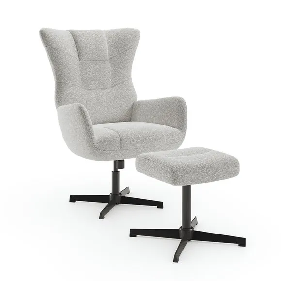 Kara Highback Chenille Swivel Chair and Footstool 5
