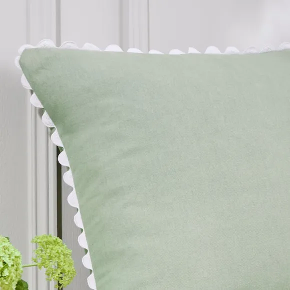 Ric Rac Trim Cotton Square Cushion Cover 2
