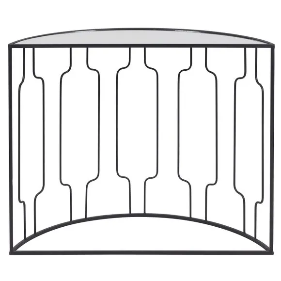 Caprisse Mirrored Glass Half Moon Console Table 5
