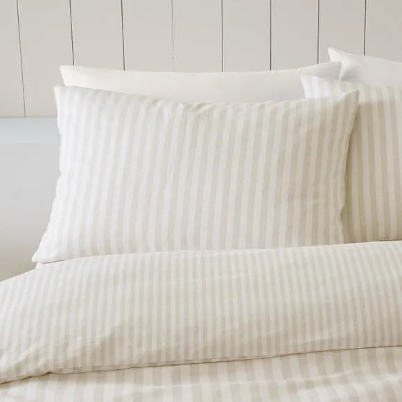 Catherine Lansfield Stripe 100% Brushed Cotton Reversible Duvet Cover & Pillowcase Set 2