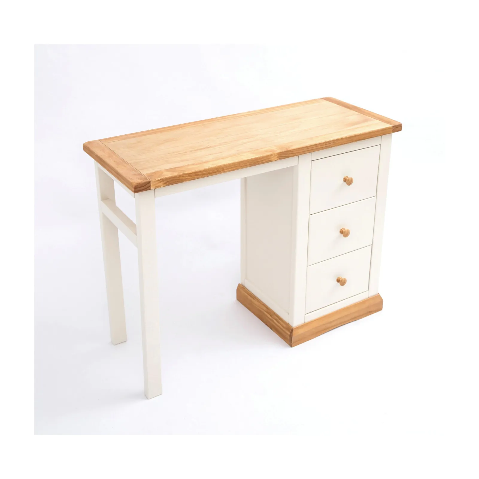 Cabinet Bits Trevi 3 Drawer Desk - Dressing Table Wood Knob in Off-White 3