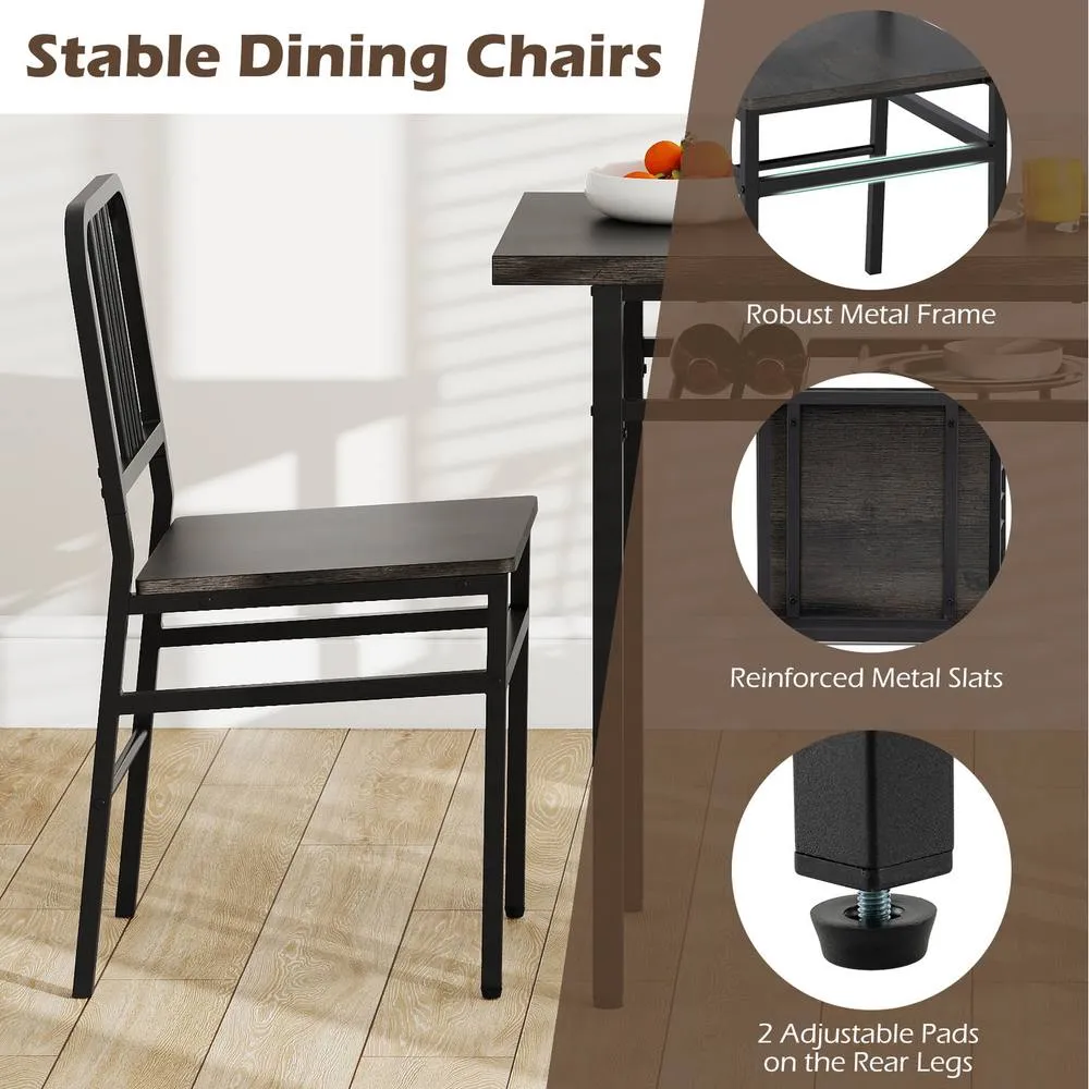 Costway 3-Piece Dining Table Set Rectangular Kitchen Table & 2 Chairs-Gray in Grey 6